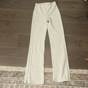 white limited edition lululemon ribbed flare leggings.